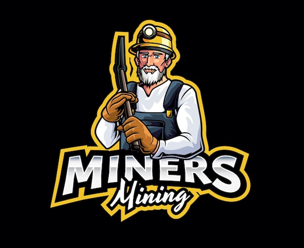 Diseño de logotipo de mascota de minero