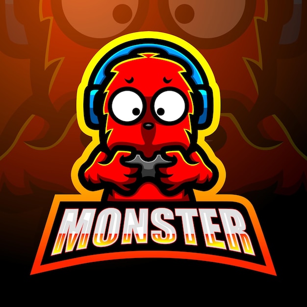 Diseño de logotipo de mascota monstruo lindo