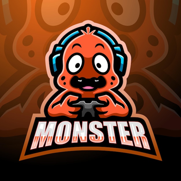 Diseño de logotipo de mascota monstruo lindo