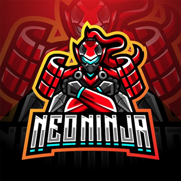 Diseño de logotipo de mascota neo ninja esport