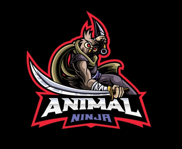 Diseño de logotipo de mascota ninja búho