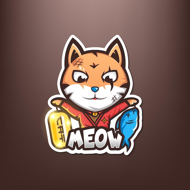 Vector diseño de logotipo de mascota ninja cat esport