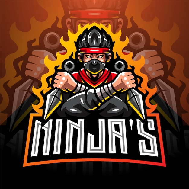 Diseño de logotipo de mascota de ninja esport