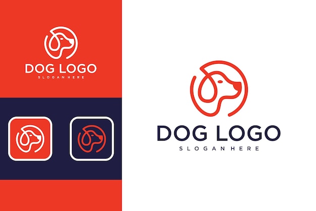 Vector diseño de logotipo de mascota o perro con diseño de logotipo de arte lineal