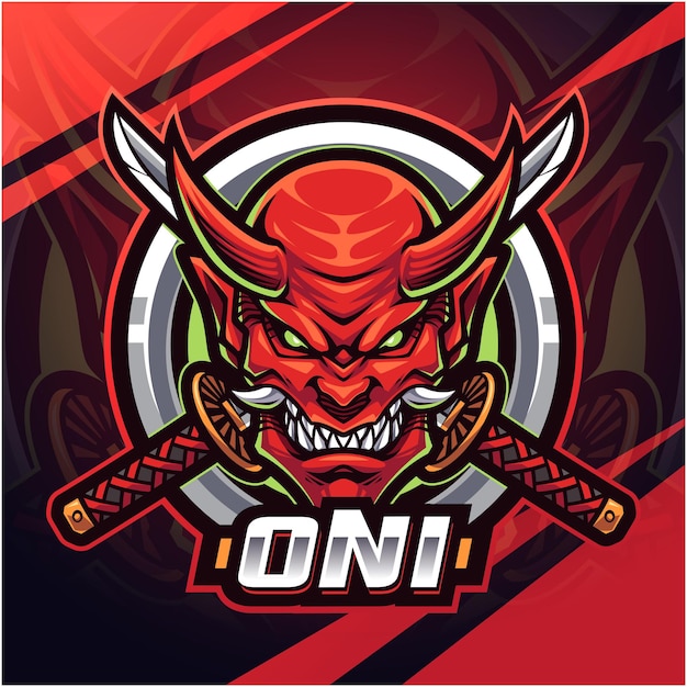 Vector diseño del logotipo de la mascota de oni head esport