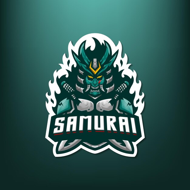 Diseño de logotipo de mascota oni samurai esport