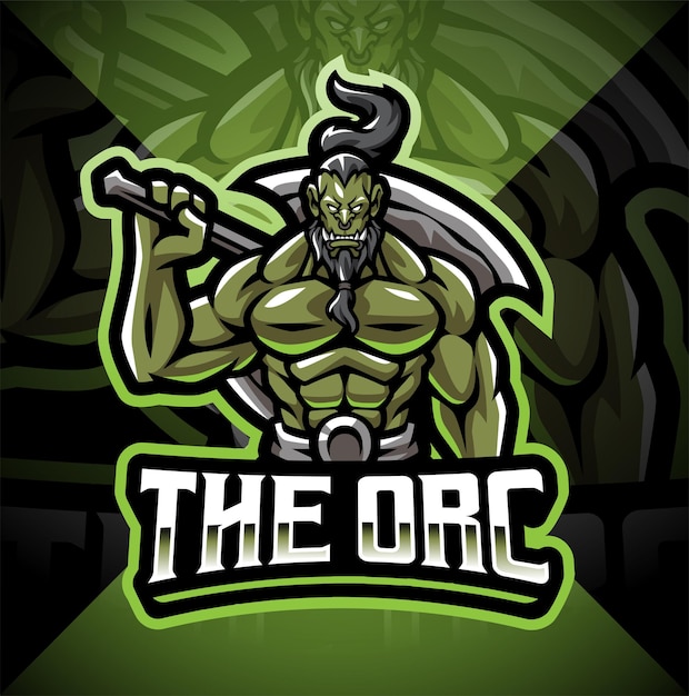 El diseño del logotipo de la mascota orc esport.