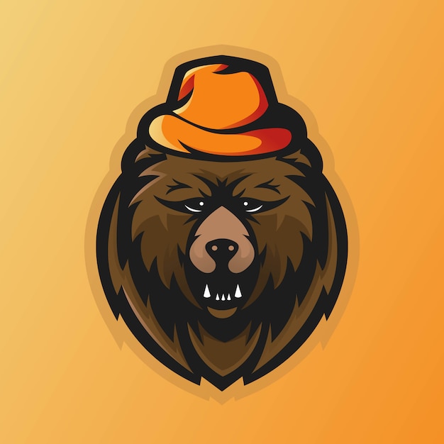 Diseño de logotipo de mascota de oso para juegos, esport, youtube, streamer y twitch