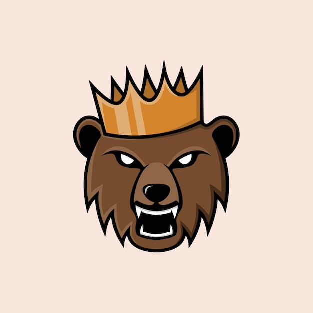 Vector diseño del logotipo de la mascota del oso rey