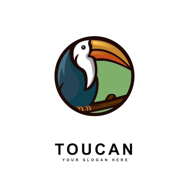 Diseño de logotipo de mascota de pájaro tucán con estilo de concepto de ilustración moderna