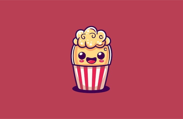 Diseño del logotipo de la mascota de las palomitas de maíz