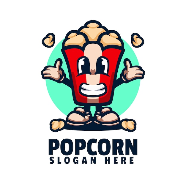 Vector diseño de logotipo de mascota de palomitas de maíz