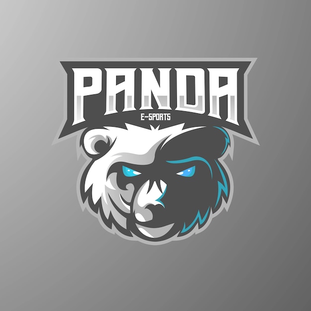 Diseño de logotipo de mascota panda con estilo de concepto de ilustración moderna