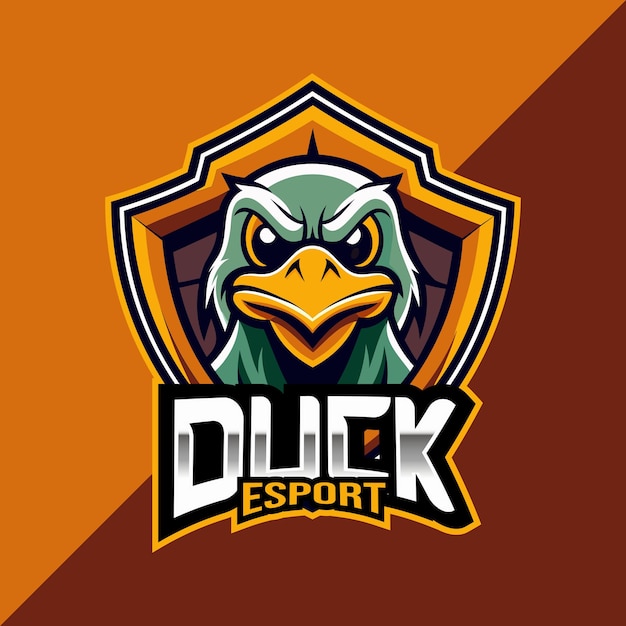 Diseño del logotipo de la mascota del pato esport con escudo