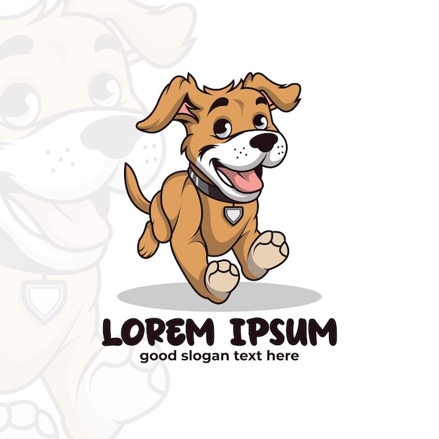 Vector diseño del logotipo de la mascota del perro lindo ilustración de dibujos animados del perro lindo con icono de perro de estilo de contorno perro gracioso