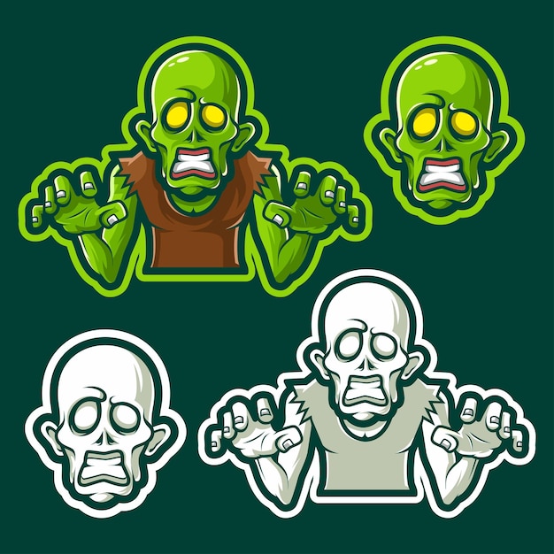 Vector diseño del logotipo de la mascota del personaje zombi