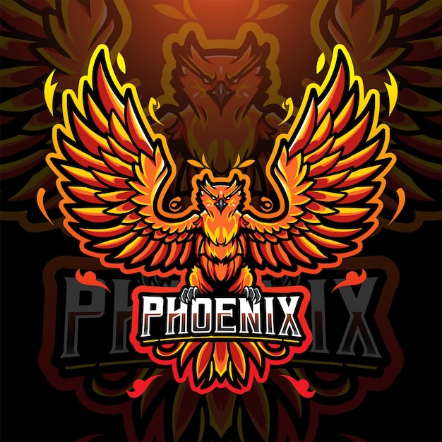 Diseño de logotipo de mascota phoenix esport