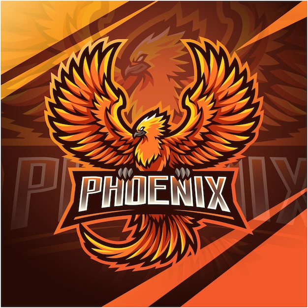 Diseño de logotipo de la mascota de phoenix esport