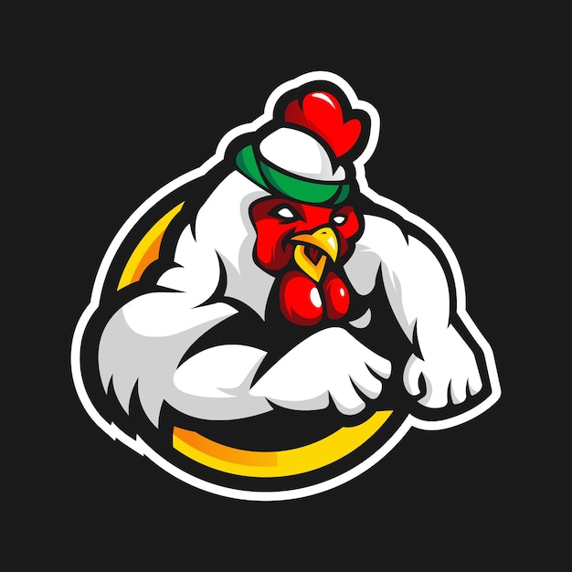 Diseño de logotipo de mascota de pollo con estilo de concepto de ilustración moderna para insignia y emblema