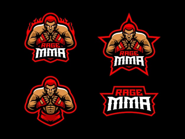 Diseño de logotipo de mascota rage mma sport