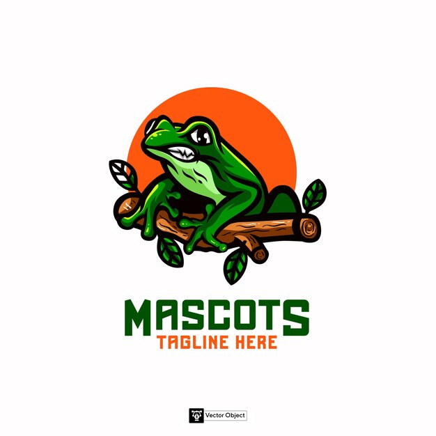 Diseño del logotipo de la mascota de la rana verde