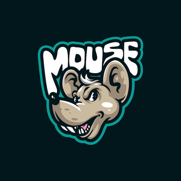 Diseño del logotipo de la mascota del ratón con un estilo de concepto de ilustración moderno para el emblema de la insignia y la impresión de camisetas