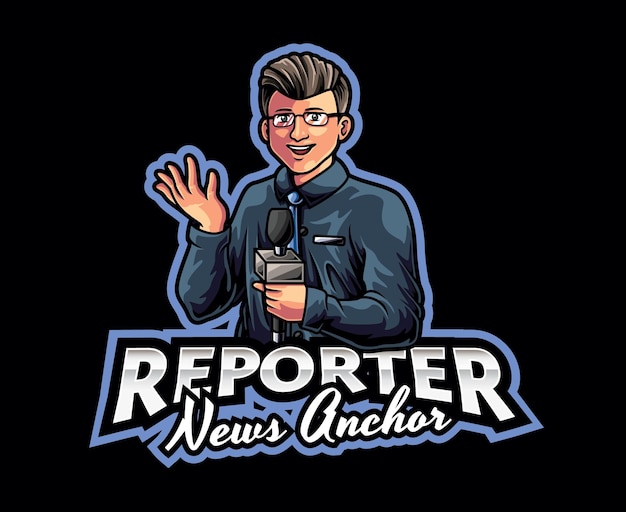 Diseño de logotipo de mascota de reportero