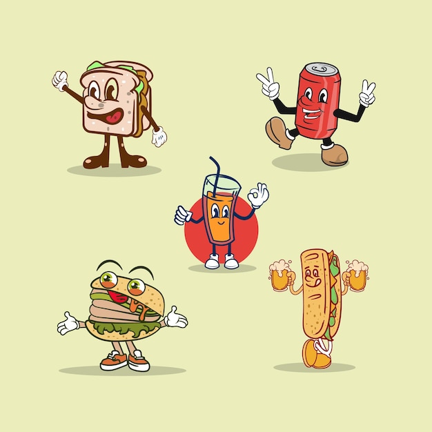 Diseño de logotipo de mascota retro de comida rápida