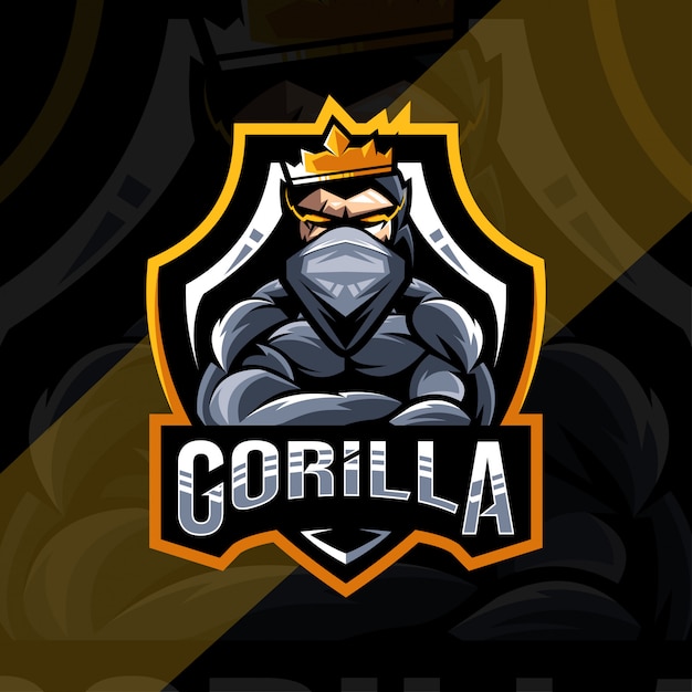 Diseño de logotipo de la mascota del rey gorila