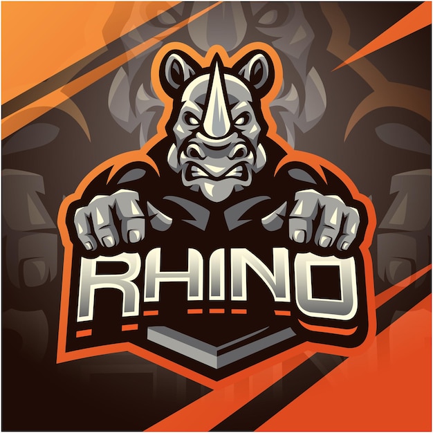 Diseño del logotipo de la mascota rhino esport