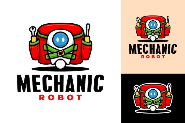 Diseño del logotipo de la mascota del robot mecánico de reparación