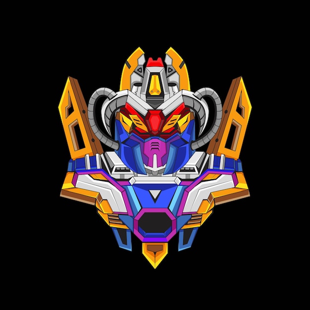 Diseño de logotipo de mascota robótica Gundam con estilo de concepto de ilustración moderna para el emblema de presupuesto premium