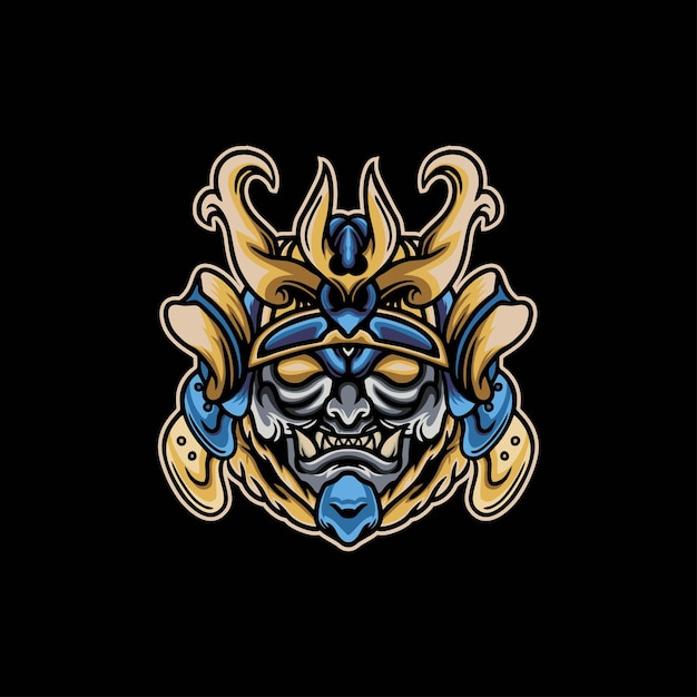 Diseño de logotipo de mascota samurai monstruo japonés