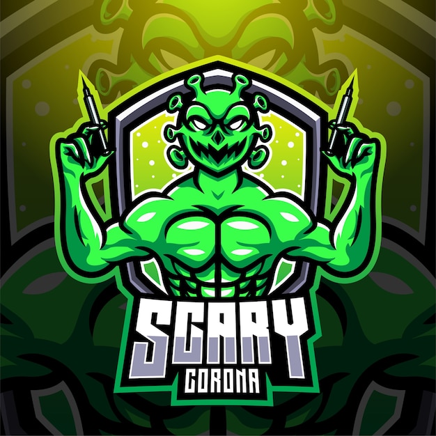 Diseño de logotipo de mascota scary corona esport