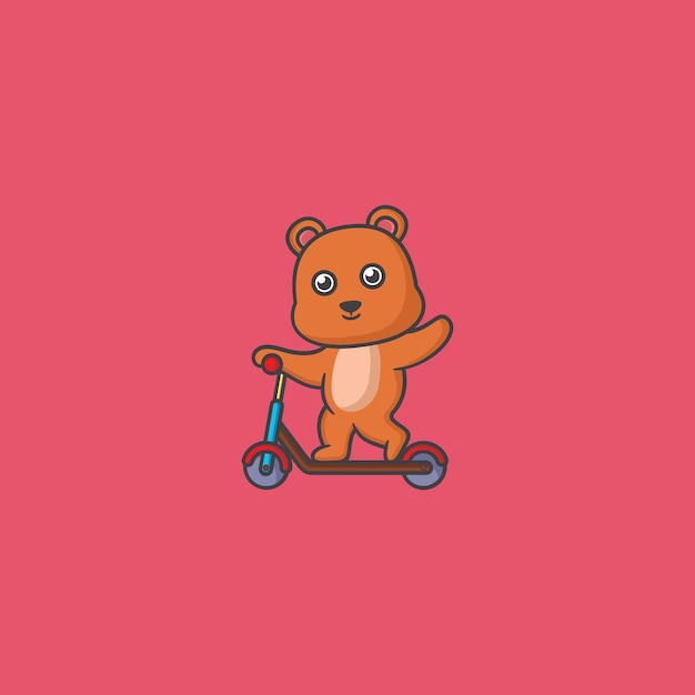 Diseño de logotipo de mascota de scooter de oso