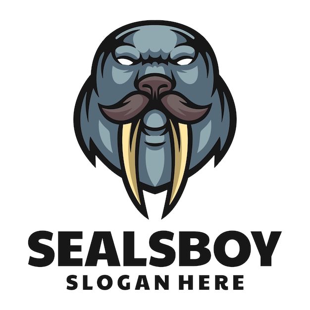 Diseño del logotipo de la mascota de Seals Head