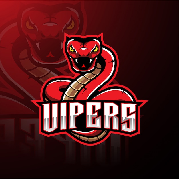 Diseño de logotipo de la mascota de la serpiente víbora roja