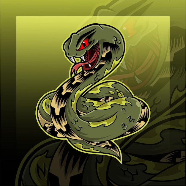 Diseño de logotipo de mascota serpiente víbora verde