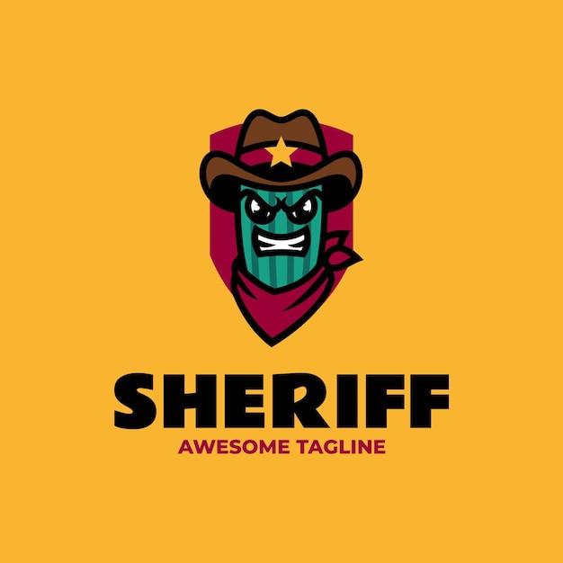 El diseño del logotipo de la mascota Sheriff Cactus