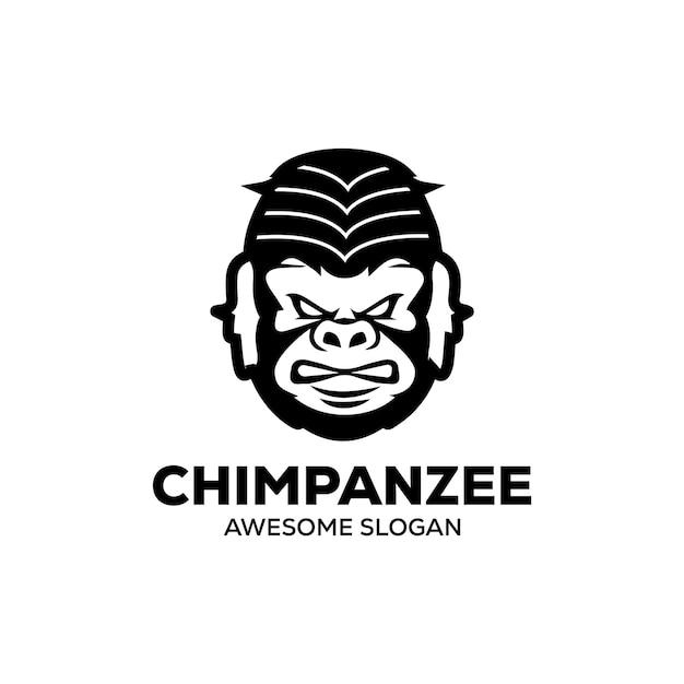 El diseño del logotipo de la mascota simple del mono vectorial.