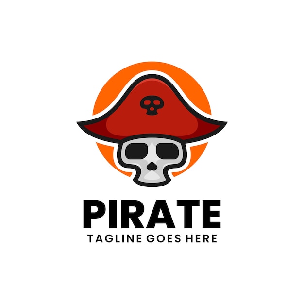 Diseño de logotipo de mascota simple pirata vectorial