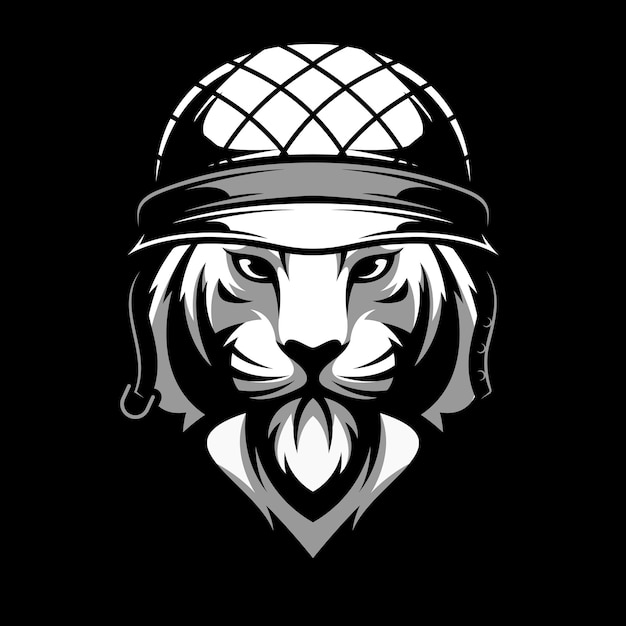 Diseño de logotipo de mascota de soldado tigre