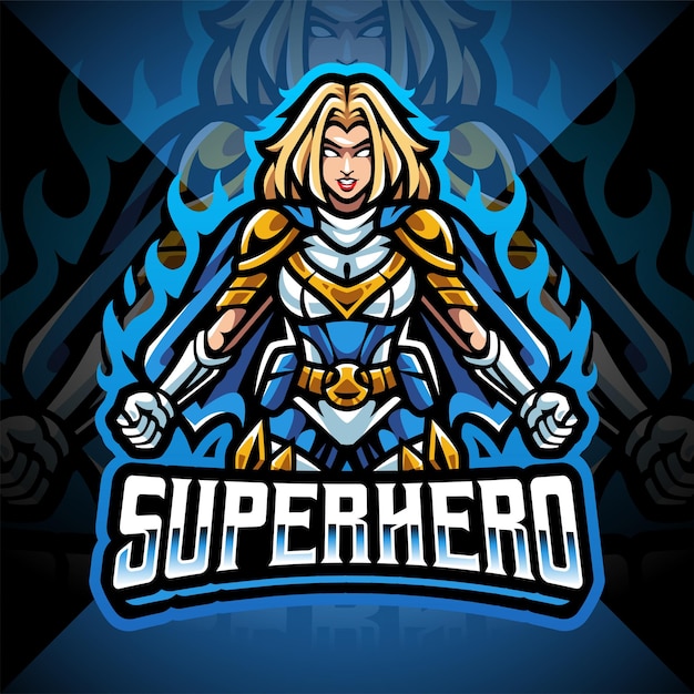 Diseño de logotipo de mascota de superhero girls esport