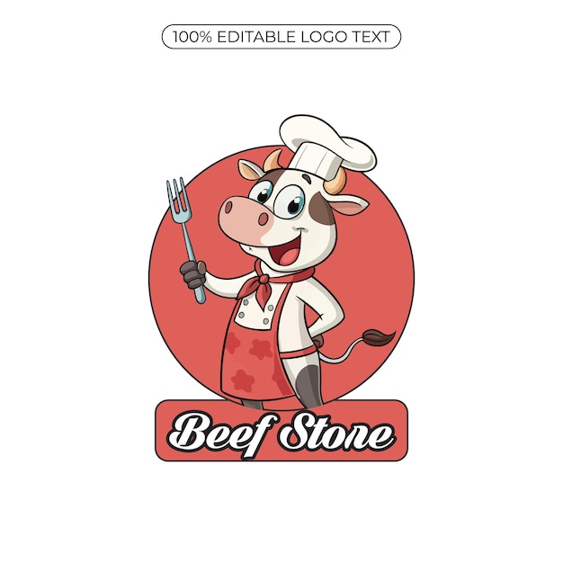 Diseño del logotipo de la mascota de la tienda de carne