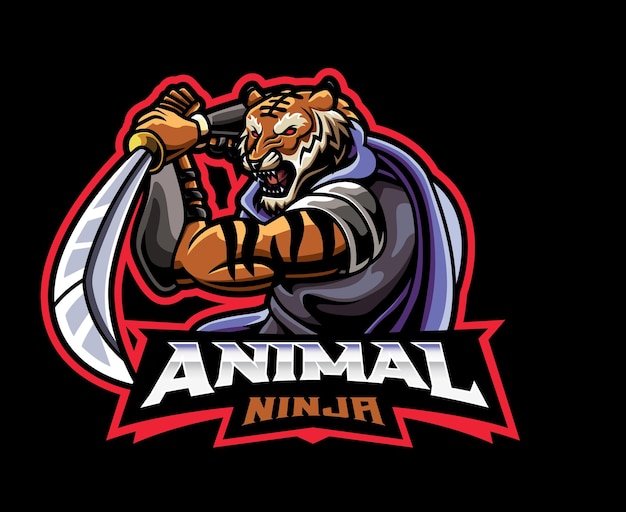 Diseño de logotipo de mascota tigre ninja