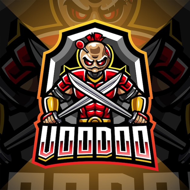 Diseño de logotipo de mascota voodoo samurai esport