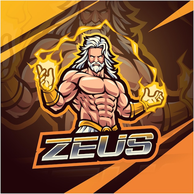 Vector diseño del logotipo de la mascota zeus esport