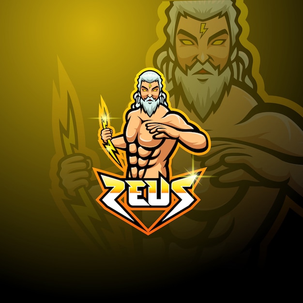 Vector diseño del logotipo de la mascota zeus esport