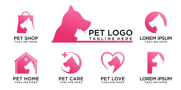 Diseño de logotipo para mascotas con un estilo creativo único Premium Vector parte 2