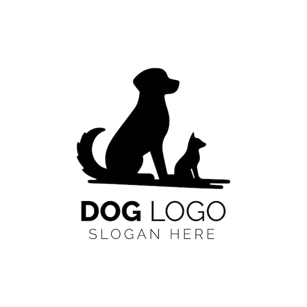 Diseño del logotipo de mascotas de silueta de perro y gato